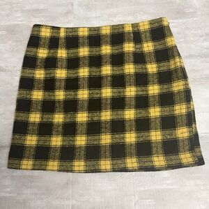 Forever 21 Yellow Plaid Schoolgirl Mini Skirt Size Large EUC Clueless‎ Y2K 90s